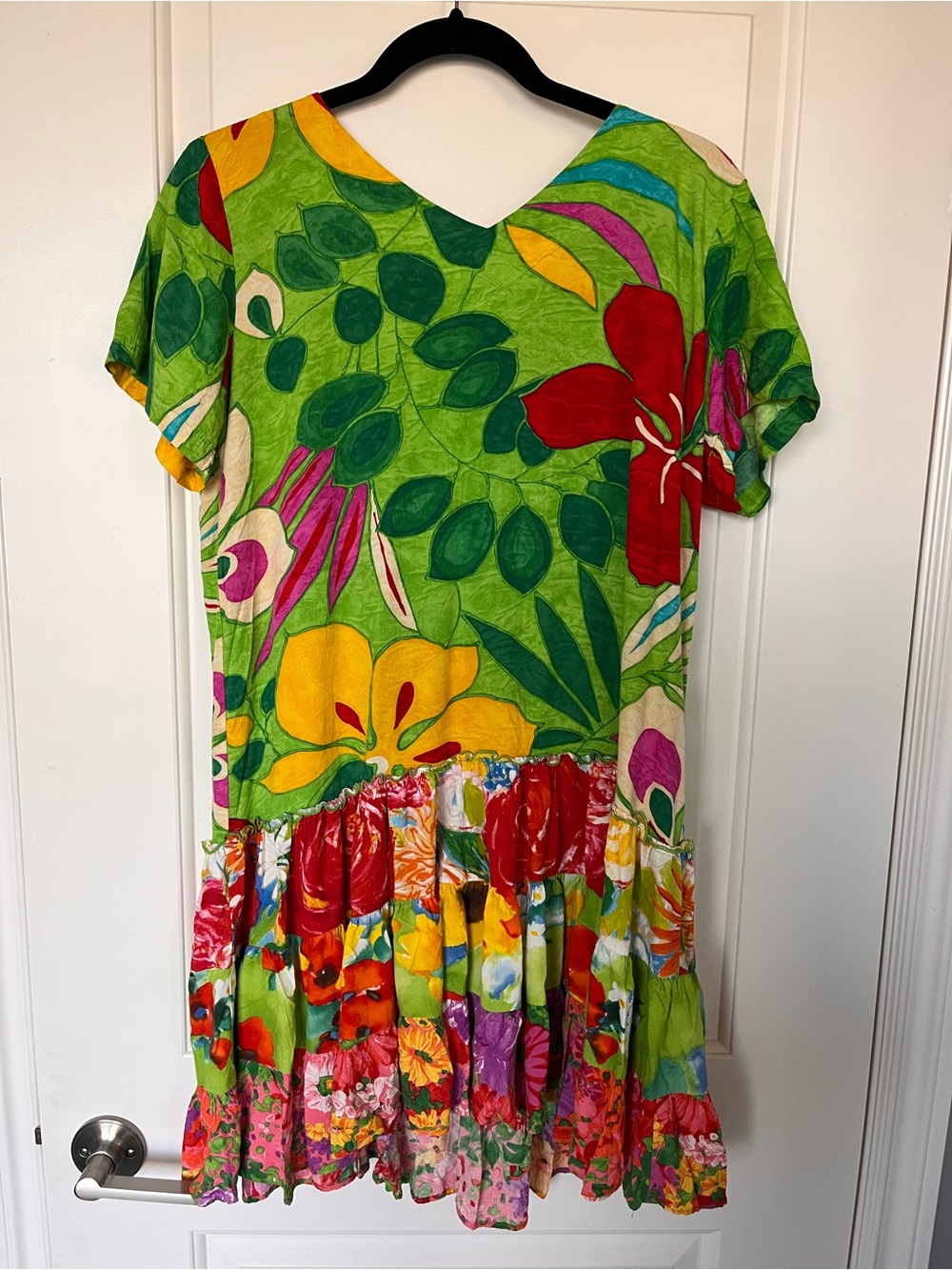 Jams World Bright Tropical Floral Dress - Green, Yellow & Red - Picture 3 of 3